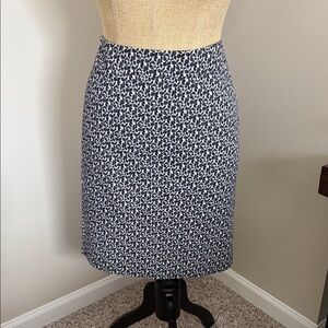 Ann Taylor Navy and White Pencil Skirt